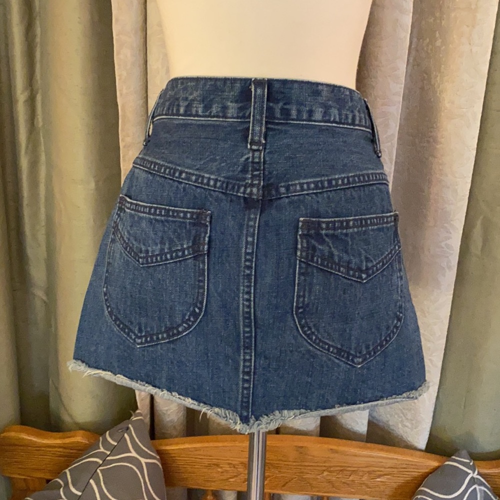 Free People Denim Jean Cut Off Raw Hem Mini Skirt - Picture 3 of 16